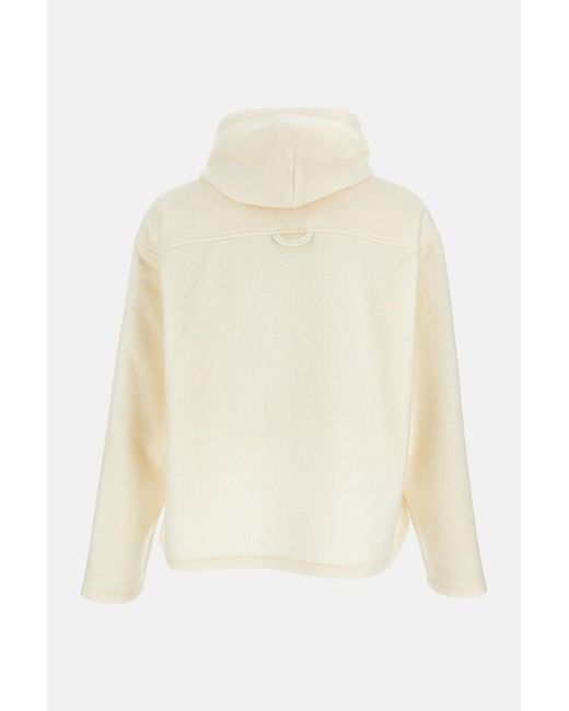 Rier White Straight Hem Long-Sleeved Hoodie for men