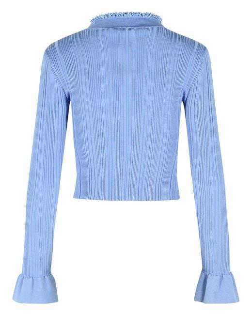 Self-Portrait Blue Stand Collar Jacket