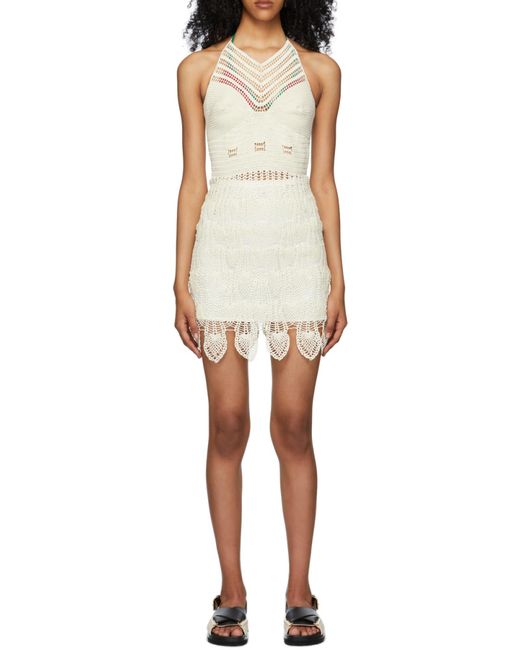 Loewe White Backless Mini Knit Skirt
