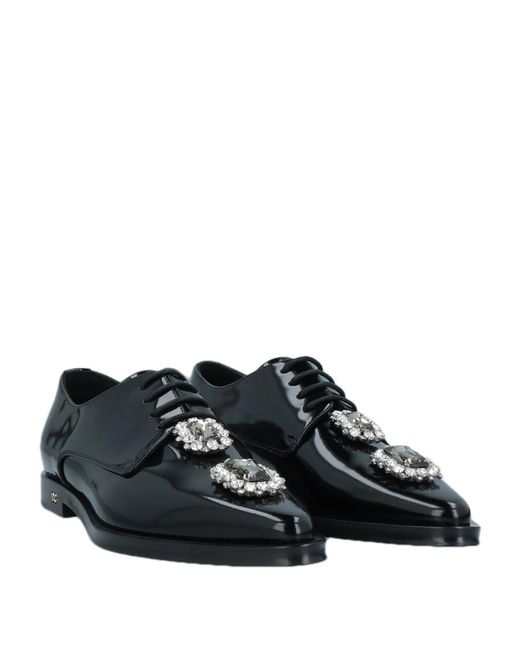 Dolce & Gabbana Black Solid Color Laced Shoes