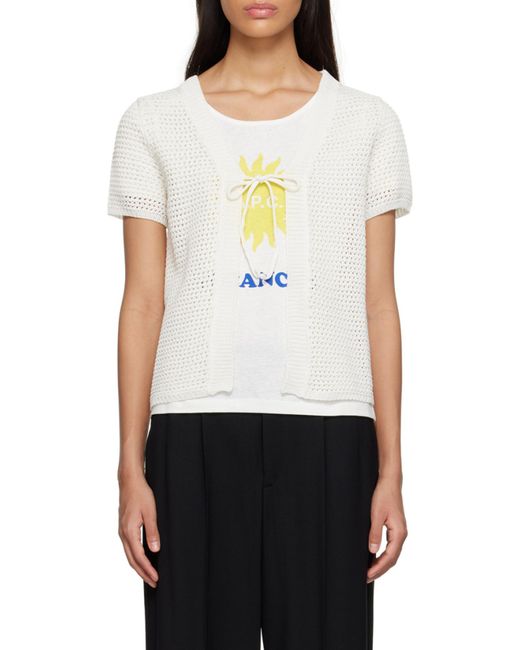 A.P.C. White Tie-Front Knitted Cardigan