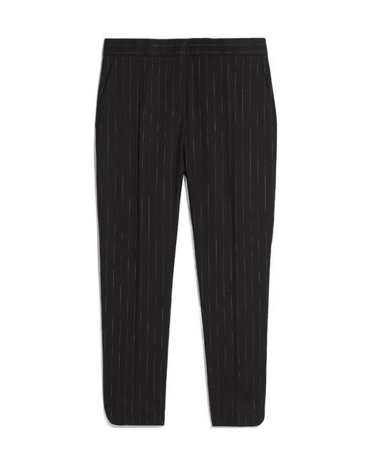 Max Mara Black Pinstripe Cigarette Tube Casual Pants