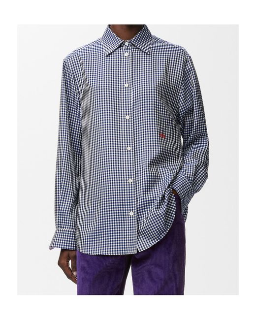 Loewe Blue Long Sleeve Checked Shirt