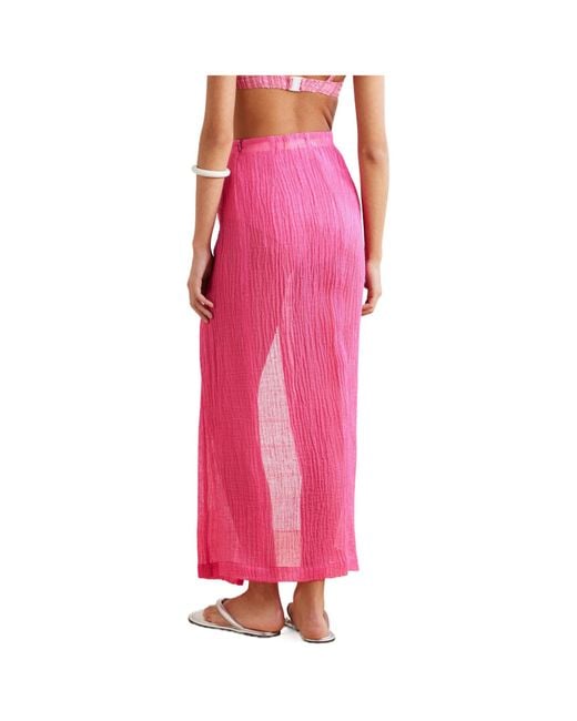 Lisa Marie Fernandez Pink Pleated Linen-Blend Chiffon Wrap Sarong