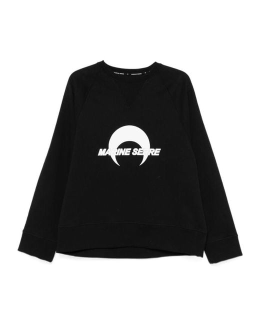 MARINE SERRE Black Moon Logo Printed Crewneck Sweatshirt for men