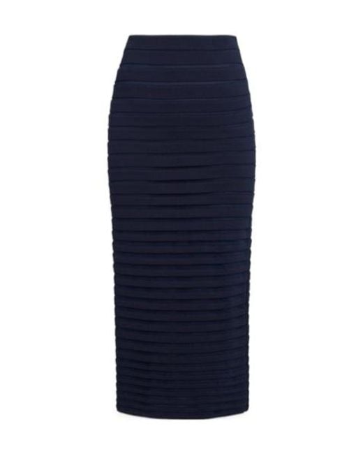Alaïa Blue 3D-Pleated Midi Skirt