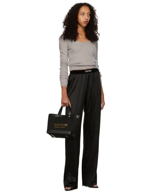 Tom Ford Black Stretch Satin Pj Pants