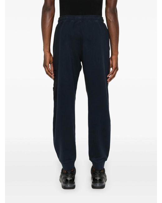 Stone Island Black Compass Patch Drawstring Track Pants for men