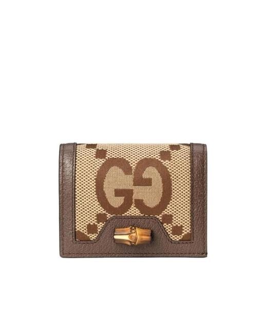 Gucci Natural Diana Bamboo Card Holder Decorated With Super Double G Pattern