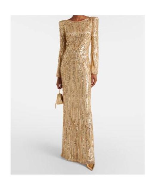 Jenny Packham Natural Sequined Gown