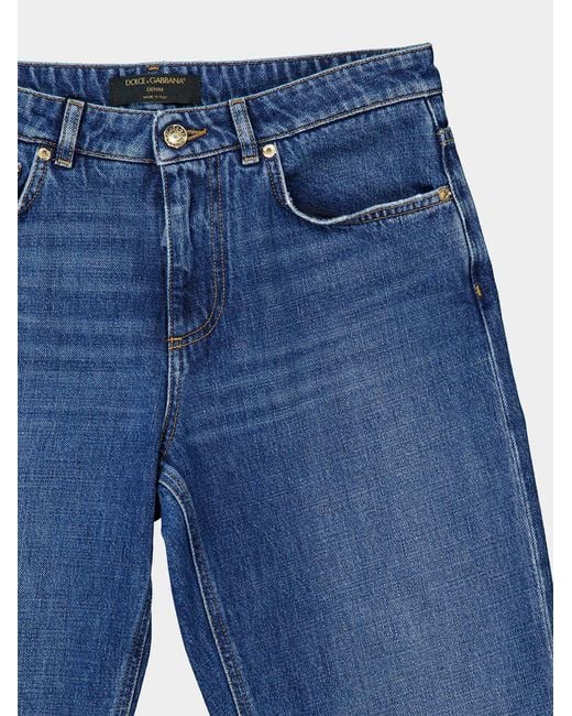 Dolce & Gabbana Blue Wide-Leg Mid-Rise Jeans