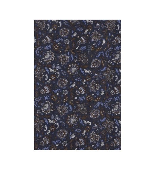 Kiton Blue Paisley Pattern Scarf for men