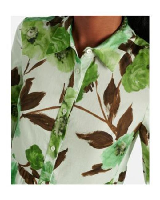 Erdem Green Floral Cotton Shirt Dress
