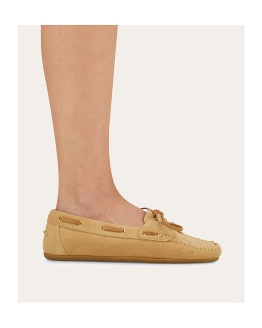 Ferragamo Natural Ferragamo Flippy Bow Detail Flat Shoes