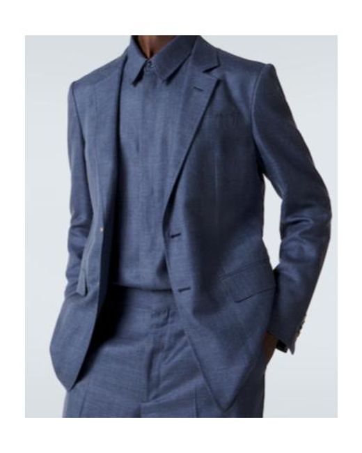 Gabriela Hearst Blue Wool, Silk, And Linen Blazer for men