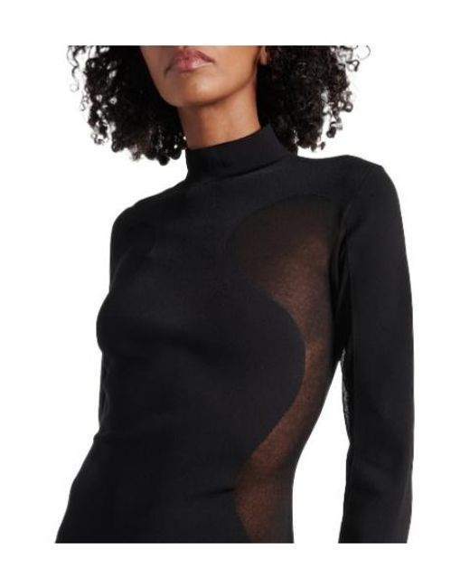 Stella McCartney Black Mesh-Paneled Knitted Maxi Dress