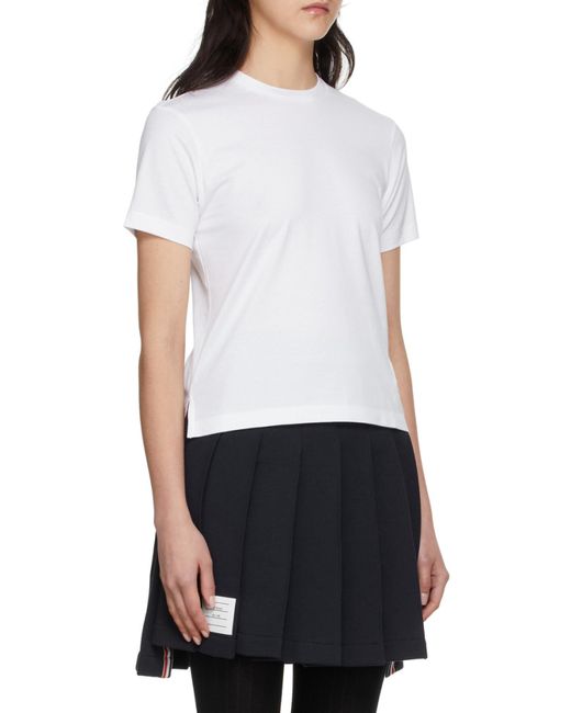 Thom Browne White Logo Patch Crewneck T-Shirt