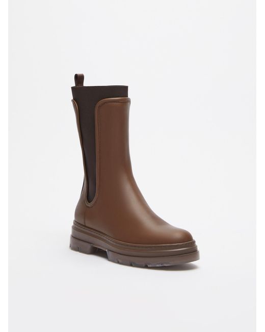 Max Mara Brown Leather Ankle Boots