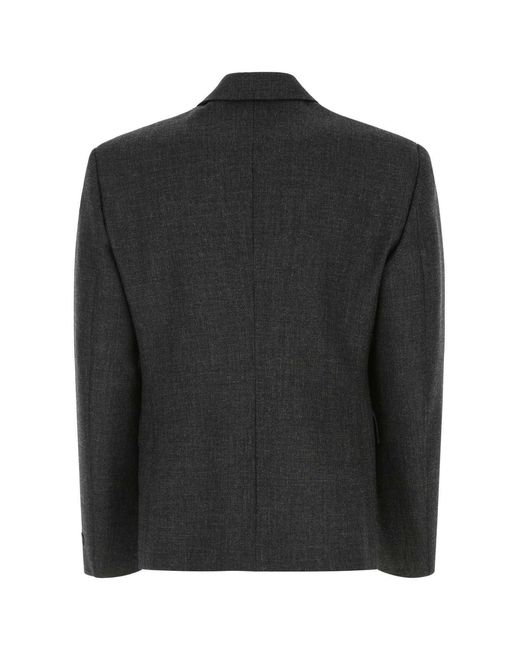 Prada Black Double-Breasted Long Sleeved Blazer for men