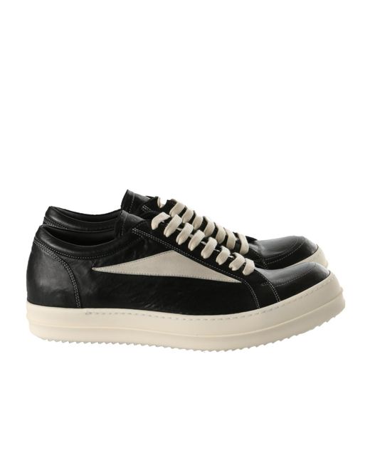 Rick Owens Black Round Toe Lace-Up Sneakers for men