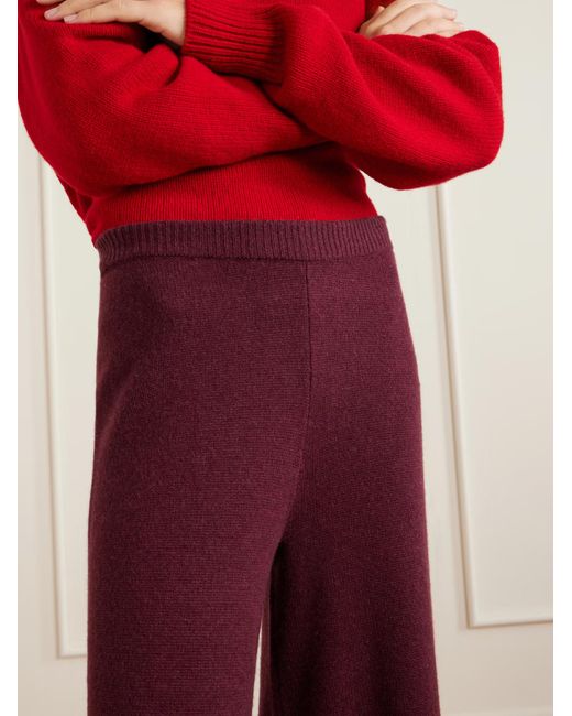 The Elder Statesman Red Juniper Cashmere Wide-Leg Casual Pants