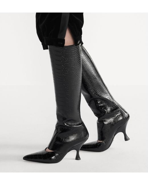 Dior Black Century Embossed Heeled Boots