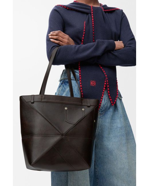 Loewe Black Bags Panta Medium Puzzle Fold Tote Bag