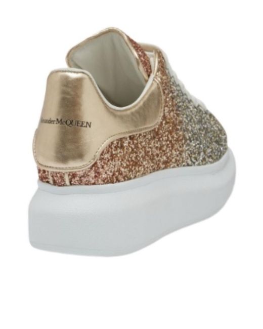 McQueen Gray Oversized Glitter Chunky Lace-Up Sneakers