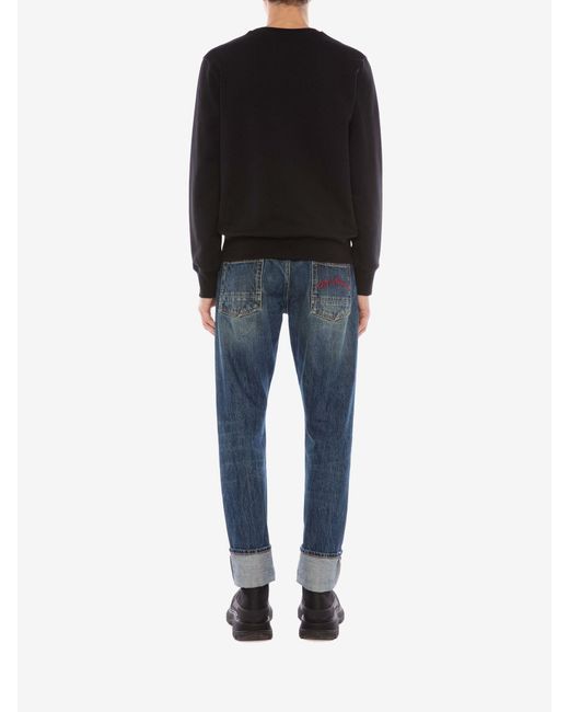 McQueen Blue Flower Embroidered Sweater for men