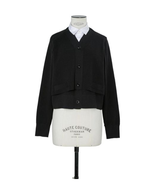 Sacai Black Layered Button-Up Cardigan