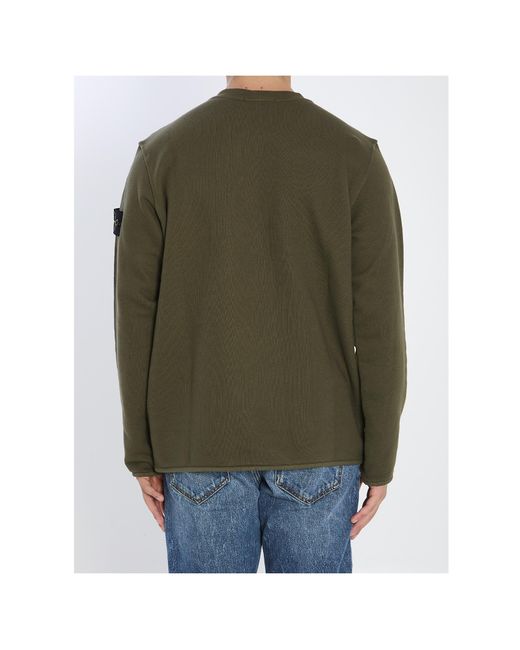 Stone Island Green Crewneck Long Sleeved Sweatshirt for men