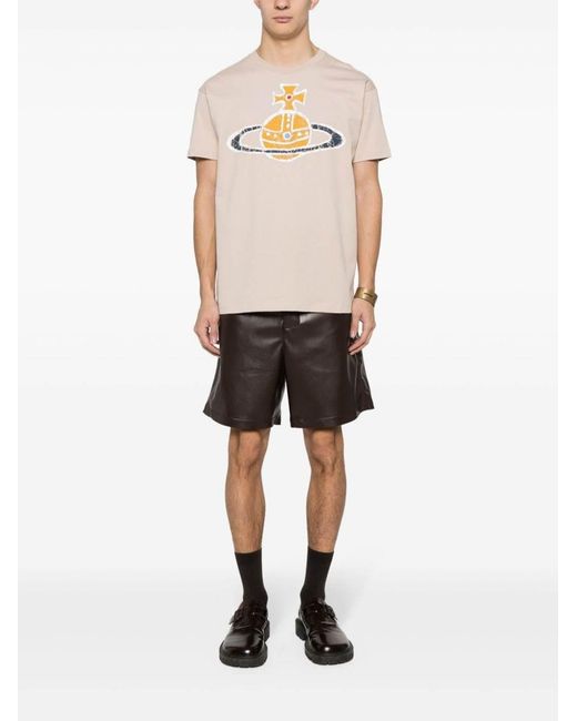 Vivienne Westwood White Orb Printed Crewneck T-Shirt for men