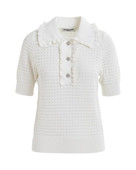 Essentiel Antwerp White Hemirates Polo Top