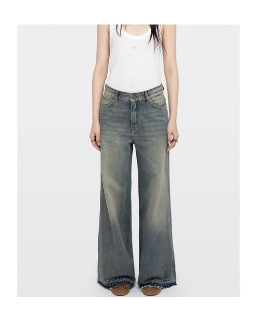 Zadig & Voltaire Gray Frayed Denim Jeans