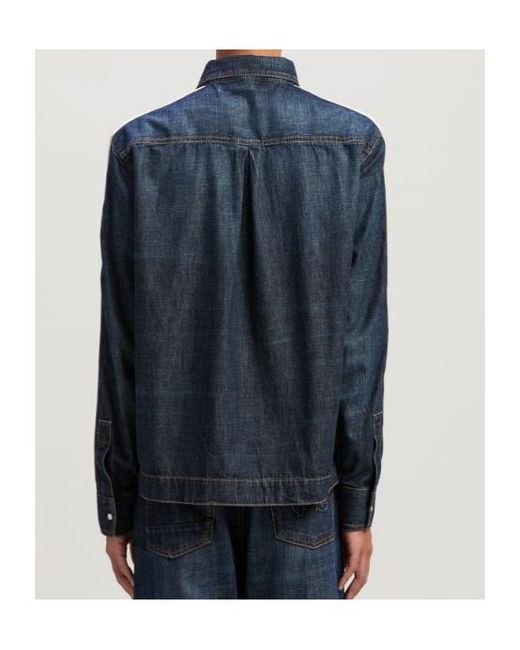 Palm Angels Blue Monogram Detailed Denim Track Jacket for men