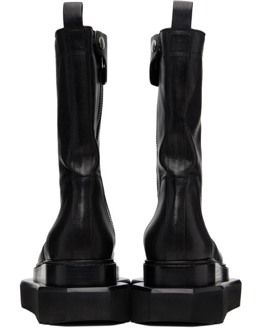 Rick Owens Black Round-Toe Mid-Calf Boots for men