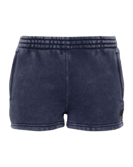 T By Alexander Wang Blue Embossed-Logo Track Shorts