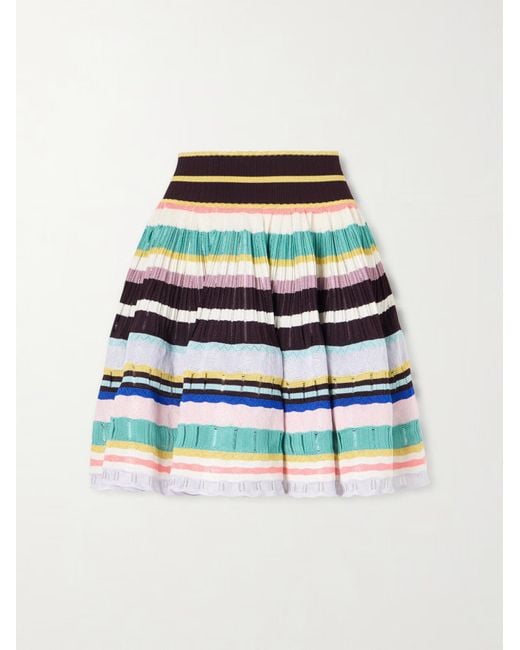 Alaïa Multicolor Alaïa Striped Flared Knitted Skirt