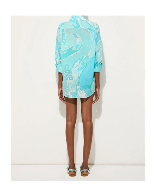 Emilio Pucci Blue Orchidee-Print Cotton Shirt