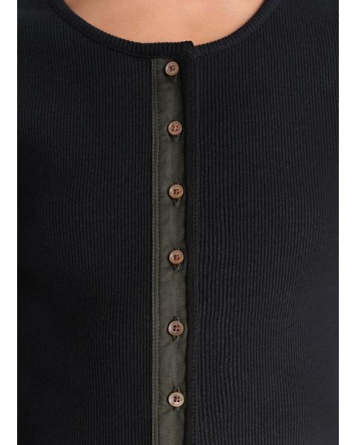 Lemaire Black Henley Ribbed Knitted Top