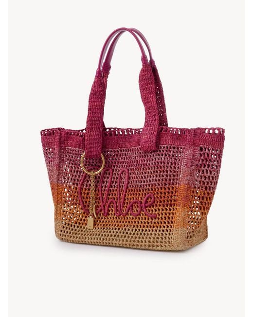 Chloé Red Chloé Summer Banana Open-Weave Tote Bag