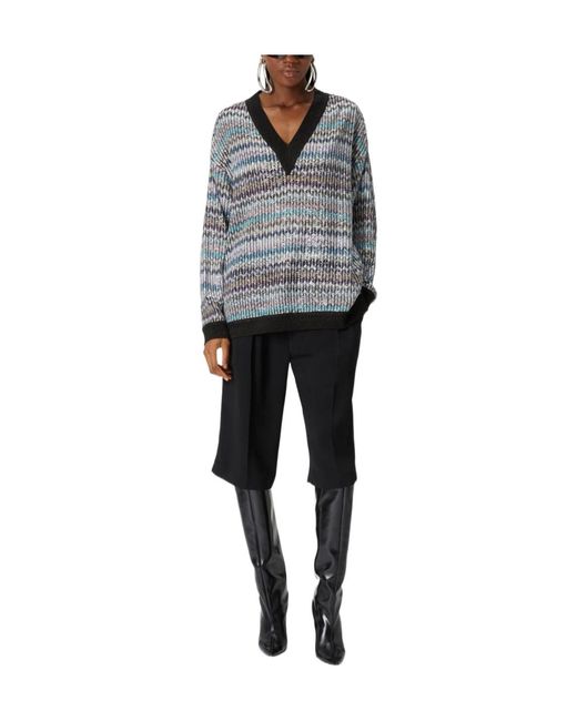 Missoni Gray Sequin Embellished Oversized V-Neck Jumper