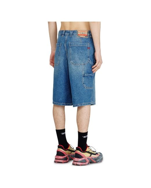 DIESEL Blue Mid-Length Denim Shorts for men