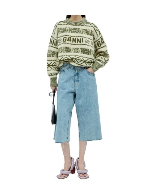 Ganni Blue Wool Pullover