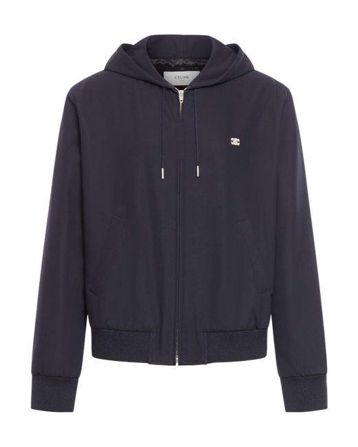 Céline Blue Triomphe Blouson Jacket With Hood for men