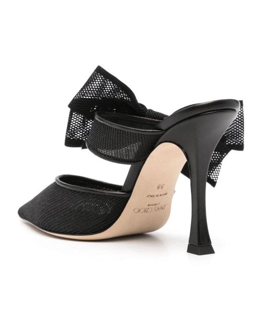 Jimmy Choo Black 95Mm Bow-Detail Pumps