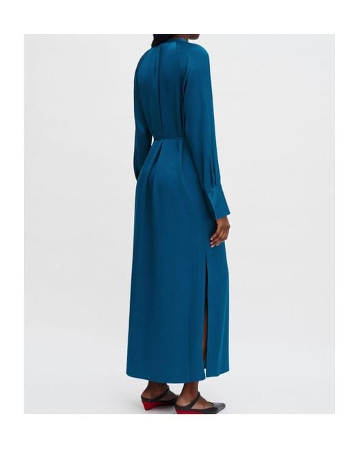 Filippa K Blue Tie-Waist V-Neck Midi Dress