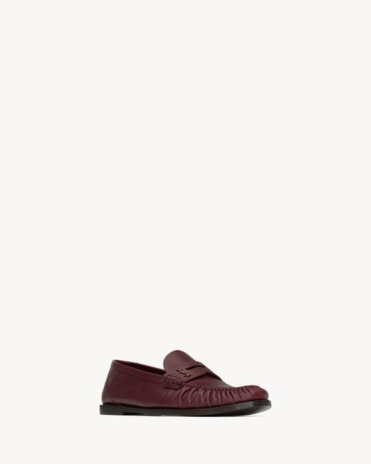 Saint Laurent Purple Laurent Logo Plaque Slip-On Loafers