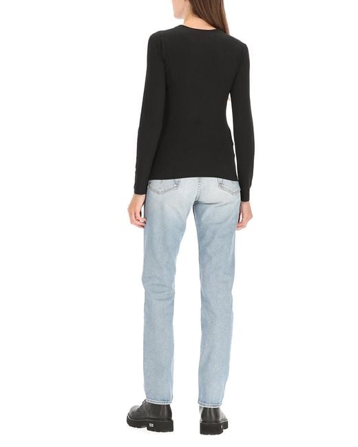 Moschino Black Round Collar And Long-Sleeved T-Shirt