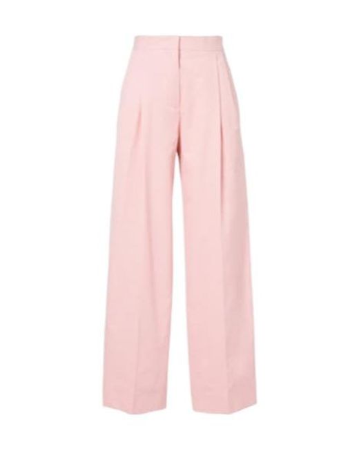 Jil Sander Pink Pleated Cotton Wide-Leg Pants